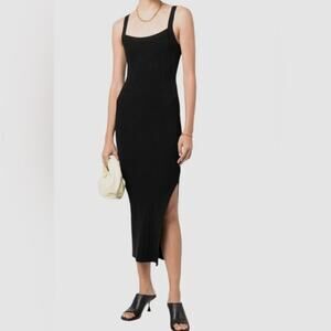 Anna Quan Winnie Dress Black Thick Knit Ribbed Sleeveless Maxi US 2 AU 6 NWT